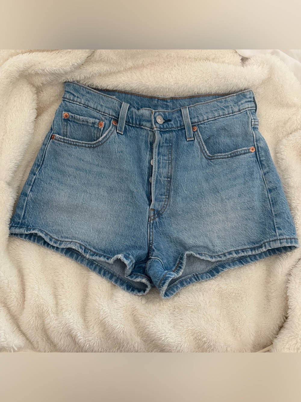 Levi's Light Blue Button-Fly Denim Shorts